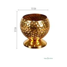 Yapay Çiçek Sitesi Metal Dekoratif Darbeli Küre Saksı 12 Cm Altın