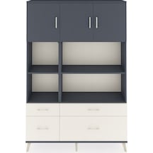 Arges Dolap 8 Raflı 4 Çekmeceli 3 Kapaklı 132x30x195 Antrasit-antrasit/aytaşı Antrasıt/aytası