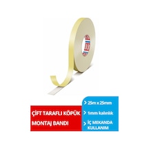 Çift Taraflı Köpük Bant, Genel Amaçlı, 25m X 25mm