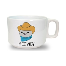 Meowdy Baskılı Seramik Beyaz Kahve Kupası