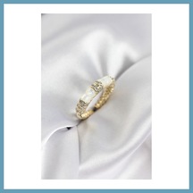 Bezos Zirkon Taşlı Kemik Model Gold Renk Kadın Yüzük Mbt06