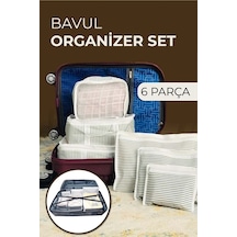 Bavul Içi Düzenleyici, Bavul Organizer, Valiz Düzenleyici Hurç - Gri Çizgili Pamuklu Gri Diğer