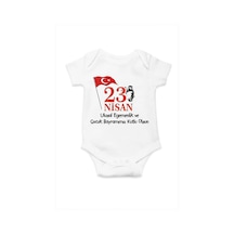 Hediyenza 23 Nisan Ulusal Egemenlik ve Çocuk Bayramı Özel Tasarım Bebek Zıbın Pamuklu Çıtçıtlı Body Beyaz