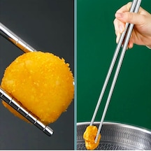 Omeniv Ekstra Uzun Metal Chopstick Servis Maşa Kızartma Maşası