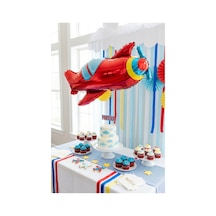 Kırmızı Uçak Folyo Balon 94x50 Cm Uçak Temalı Çocuk Doğum Günü Parti Süsü Çok Renkli