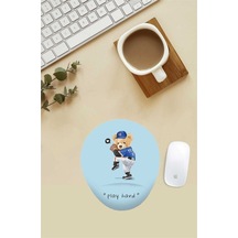 Beyzbol Oynayan Teddy Desenli Bilek Destekli Mouse Pad Mousepad