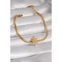 316l Çelik Gold Renk İtalyan Zincir Model Kutup Yıldızı Figür Kadın Bileklik - Tj-bb5932 Diğer