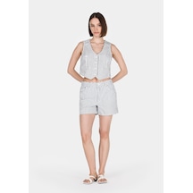 Colin's Colins Mom Fit Yüksel Bel Çizgili Kadın Denim Jean Şort Cl1074976 Q1.v1 Dn03917 Denim
