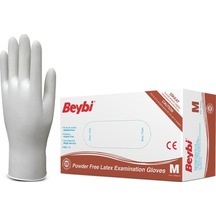 Beybi Beyaz Lateks Pudrasız 100 Adet Tek Kullanımlık Eldiven