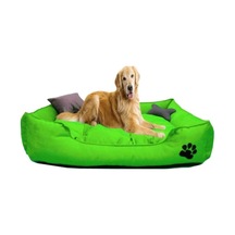 Büyük Boy Köpek Yatağı, Yeşil Renk, Pati Desenli, İki Yastıklı, Xl Köpekler İçin 80x100