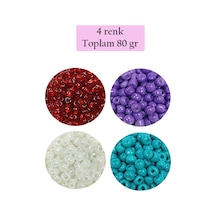 Dökme Cam Kum Boncuk Büyük Boy 6/0 4 Mm - 4 Renk - Toplam 80 Gram - Bnc409