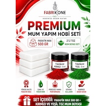 Premium Mum Yapım Hobi Seti - Parafin Wax 500 Gr - 2'li Toz Mum Boyası Seti - Kırmızı, Yeşil Bkfabpw5002ky Karışık