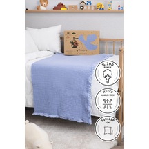 Favora Pamuk 4 Katlı Müslin Bebek Örtüsü 110 x 110 CM - Mavi