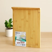 Bambu Kesme Tahtası 25x35 Cm Kanallı, Kenar Destekli Altın