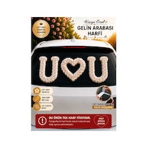 Kişiye Özel Gelin Arabası U Harfi Çift Sıra Papatya Süsü 25 Cm Tek Harf - 902402886 Diğer