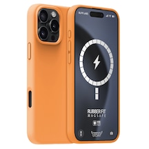 Apple Uyumlu iPhone Buff 16 Pro Magsafe Rubber Fit Silikon Kılıf Orange Sorbet