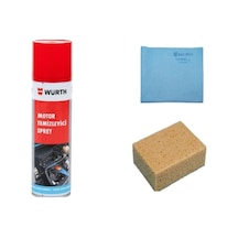 Hızlı Motor Temizleme Spreyi Mikrofiber Güderi Bez Ve Oto Yıkama Süngeri Set 3 Lü Seti