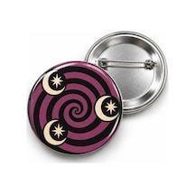 Vintage 2 - Mor Spiral Ve Ay Yıldızlar - 58mm Rozet Çok Renkli