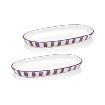 The Mia Joy Oval Servis 2li Set Mor 11x21x3 Cm Mor