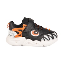 Siyah Cırtlı Işıklı Unisex Çocuk Spor Ayakkabı Stego P Siyah