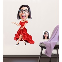 Kişiye Özel Bayan Manken Karikatürlü Duvar Sticker 50X70CM