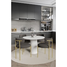 Avvio Elizya Ptt Lake Mdf Ayak 4'lü Teddy Sandalye 90x90 Masa Sandalye Takımı Sandalye Bukle Kumaş Beyaz