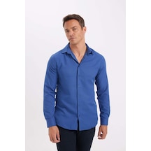 DeFacto Modern Fit Polo Yaka Poplin Uzun Kollu Gömlek R4340AZNSIN239