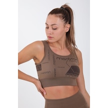 Maraton Active Slimfit Kadın Atlet Yaka Kolsuz Koşu Kakao Bra 813065-Kakao