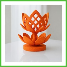 Vaveni 3d Baskı Lotus Çiçeği Mumluk - Dekoratif Tealight Mumluk-turuncu Arz
