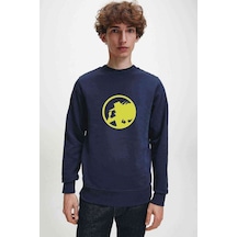 Carmen Sandiego Logo Blue Side Baskılı Indigo Erkek Sweat