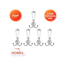 Has Portmanto Askısı, Metal Vestiyer Askısı, Krom, Duvar Ve Dolap Askılığı 5'li Set Vidalı