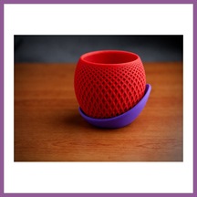 Bezos 3d Baskı Küre Saksı - Kafes Dokulu İki Parçalı Dekoratif Saksı - Kırmızı-mor Rengaren Standart 37305030