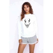 Zombie Baskılı Beyaz Kadın Sweatshirt (534617766)