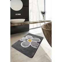 Flower Gri 60x100 Cm Banyo Paspası Renkli