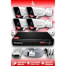 Bayicam 4 Kameralı Süper 4 Dış Kamera Set HDD'siz 5 MP 2K Net Gece Görüşlü Güvenlik Kamerası Sistemi