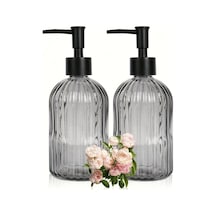 Willowhaven 2 Adet Lüks Cam Sabunluk 400ml Şampuan Ve Duş Jeli İçin Transparent Siyah Pompalı Şeffaf + Siyah Pompa Başlığı