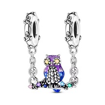 Sallanan Baykuş Zincir Sallantılı Charm Gümüş