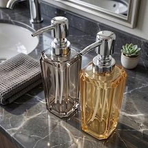 1 Adet Premium Akrilik Sıvı Sabunluk - Kristal Kesim Şık Banyo Ve Mutfak Sabunluğu Asorti Renk/model Gönderimi Uzun Model 000 Açık Krem