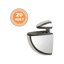 20 Adet Pelikan Cam Raf Tutucu Etejer Parlak Krom Metal Kırılmaz