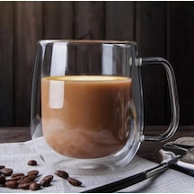 2 Adet Çift Cidarlı Cam Kupa Bardak 250 Ml Çift Camlı Bardak Kupa Double Wall Aeropress