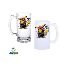 Pikachu Kulplu Bira Bardağı Buzlu Veya Şeffaf Seçenekli 0337