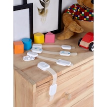 Kidkid Çekmece Dolap Kilidi Plastik Çocuk Kilidi 5 Adet Beyaz