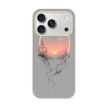 İphone 17 Pro Uyumlu Günbatımı Mermer Desenli Baskılı Silikon Kılıf