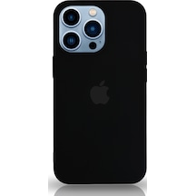Apple Uyumlu iPhone 13 Pro Max ile Logolu Silikon Kılıf Altı Kapalı İçi Kadife Lansman Arka Kapak