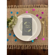 Gold Yaldızlı Gri Çerçeveli Nişanımıza Hoşgeldiniz Peçete 16 Adet