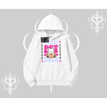 Best Pet Ever Baskılı Kapşonlu Sweatshirt Beyaz