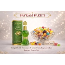 Songül Fıstık Kolonyası Ve 1 Kg Şölen Bayram Şekeri Paketi Karışık Sert Ve Meyve Aromalı Jöle Şeker Misafir İkram Seti