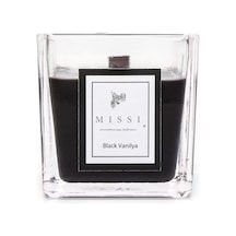 Missi Large Siyah Ahşap Fitilli Black Vanilya Vegan Mum(8X8 Cm)