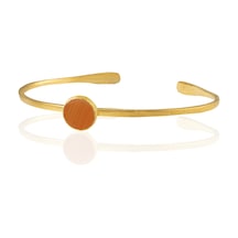 Kadir Jewellery Zirkon Taşlı Ayarlanabilir 22 Ayar Altın Kaplama Bilezik Kırmızı