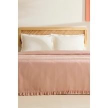 Karaca Home Maye %100 Pamuk Fırfırlı Çift Kişilik Tek Pike Somon Somon